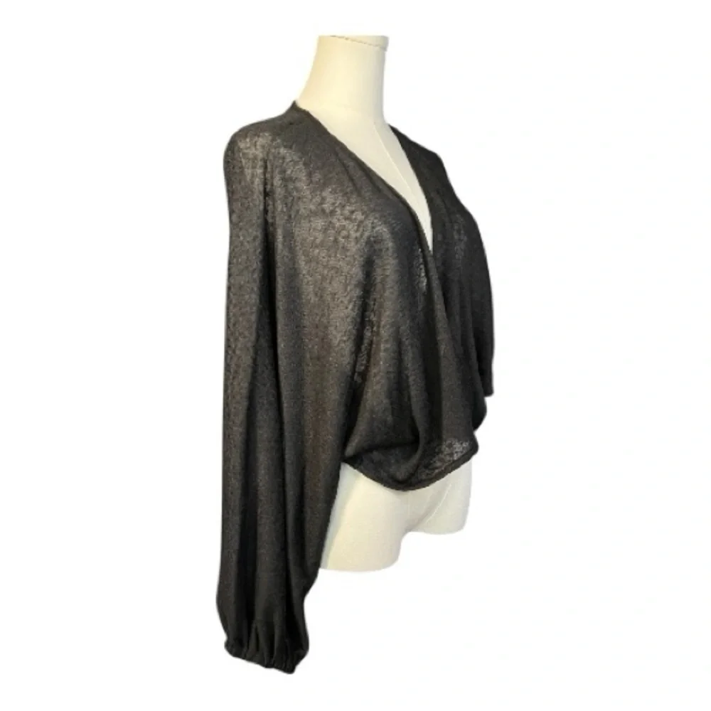 🆕 NWOT G by Giuliana batwing sleeve cropped black open front cardigan – size XL
